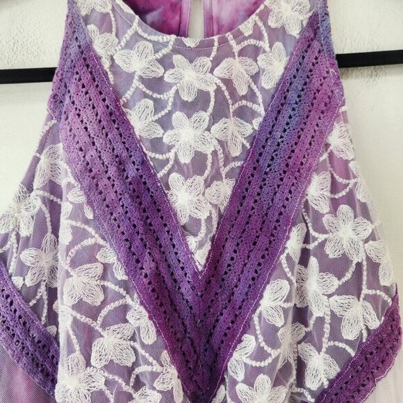 Abercrombie & Fitch Sleeveless Lace Purple Tie-Dye Boho Festival Dress Size S - Picture 5 of 7